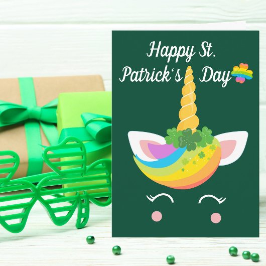 Happy St. Patricks Day Niedlich Unicorn individuel Karte
