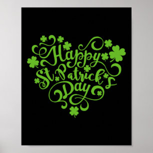 Happy St Patricks Day Niedliches Herz Kleeblatt St Poster