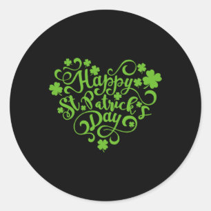 Happy St Patricks Day Niedliches Herz Kleeblatt St Runder Aufkleber
