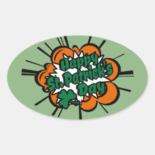 Happy St. Patrick's Day Ovaler Aufkleber