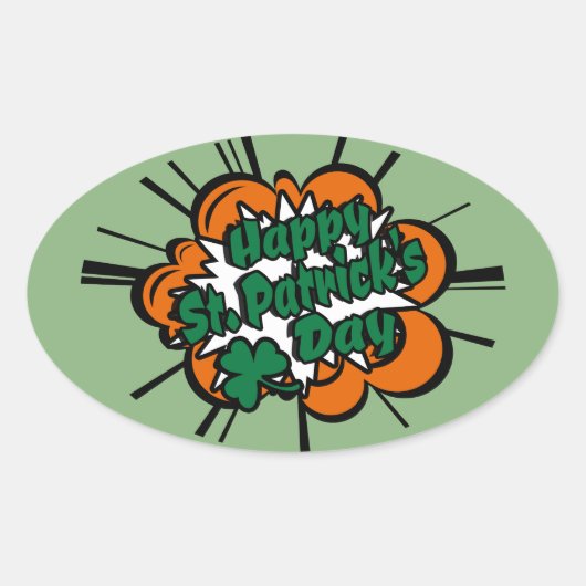 Happy St. Patrick's Day Ovaler Aufkleber (Vorderseite)