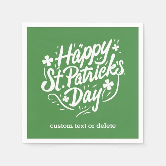 Happy St Patricks Day Party Custom Irish Kleeblatt Serviette (Vorderseite)