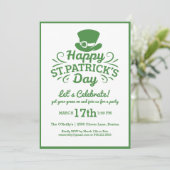 Happy St Patricks Day Party Leprechaun & Kleeblatt Einladung (Stehend Vorderseite)