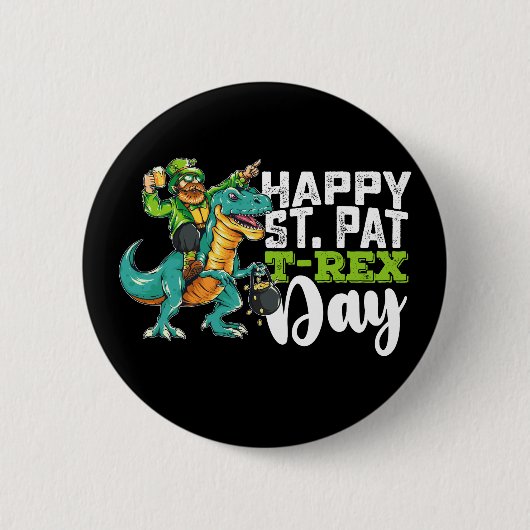 Happy St Patrick's Day Pat T Rex Dinosaur Button (Vorderseite)