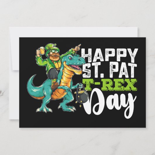 Happy St Patrick's Day Pat T Rex Dinosaur Einladung (Vorderseite)