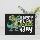 Happy St Patrick's Day Pat T Rex Dinosaur Einladung (Stehend Vorderseite)