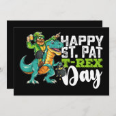 Happy St Patrick's Day Pat T Rex Dinosaur Einladung (Vorne/Hinten)