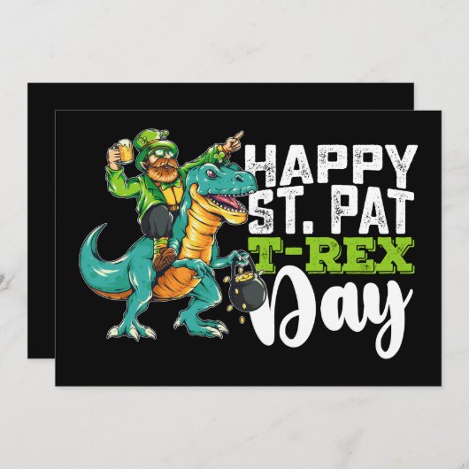 Happy St Patrick's Day Pat T Rex Dinosaur Einladung (Vorne/Hinten)