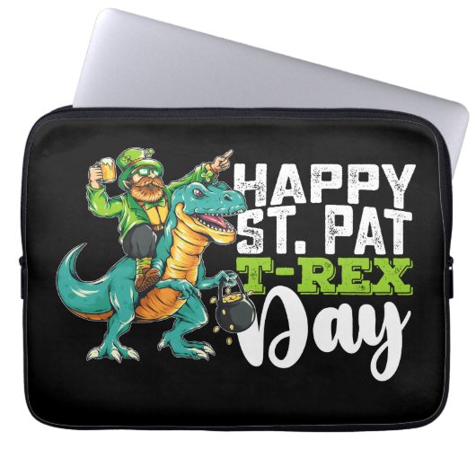 Happy St Patrick's Day Pat T Rex Dinosaur Laptopschutzhülle (Vorderseite)