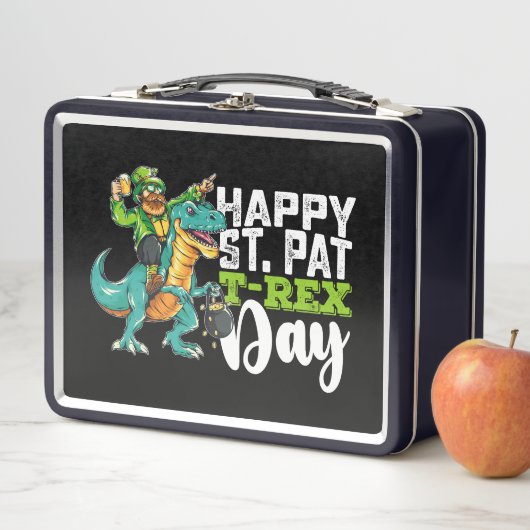 Happy St Patrick's Day Pat T Rex Dinosaur Metall Brotdose (Beispiel)