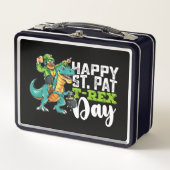 Happy St Patrick's Day Pat T Rex Dinosaur Metall Brotdose (Vorderseite)