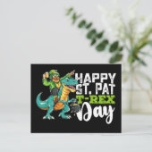 Happy St Patrick's Day Pat T Rex Dinosaur Postkarte (Stehend Vorderseite)
