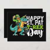 Happy St Patrick's Day Pat T Rex Dinosaur Postkarte (Vorne/Hinten)