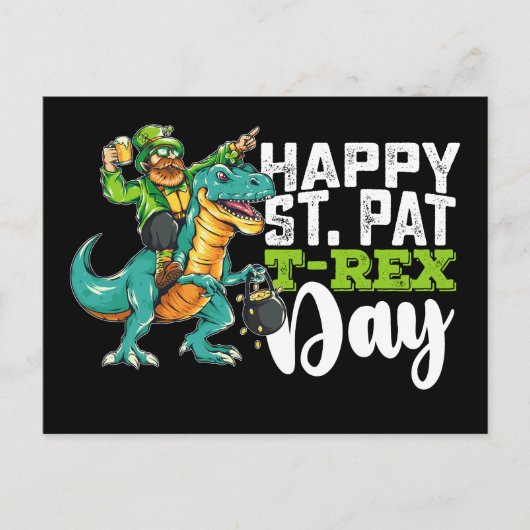 Happy St Patrick's Day Pat T Rex Dinosaur Postkarte (Vorderseite)