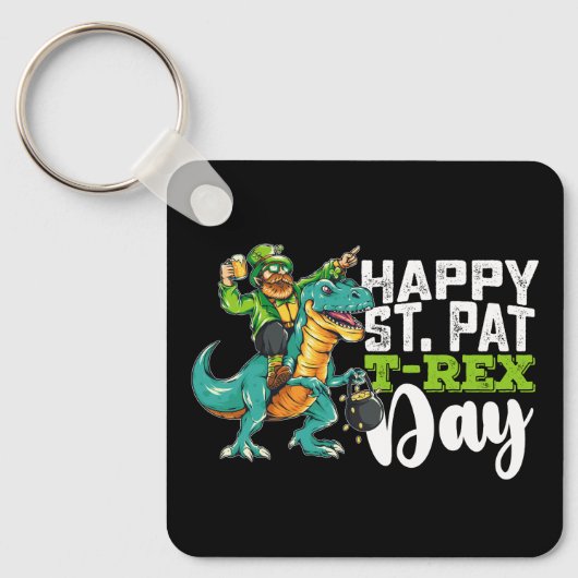 Happy St Patrick's Day Pat T Rex Dinosaur Schlüsselanhänger (Vorderseite)