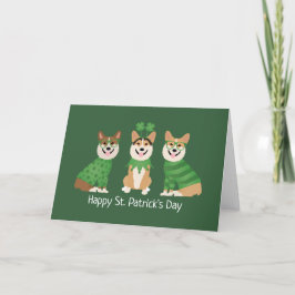 Happy St Patricks Day Pembroke Welsh Corgi Dogs Feiertagskarte