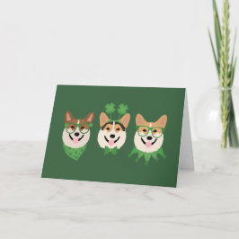 Happy St Patricks Day Pembroke Welsh Corgi Dogs Feiertagskarte