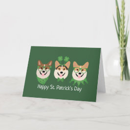 Happy St Patricks Day Pembroke Welsh Corgi Dogs Feiertagskarte
