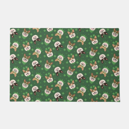 Happy St Patricks Day Pembroke Welsh Corgi Dogs Fußmatte (Vorderseite)