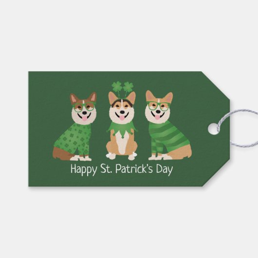 Happy St Patricks Day Pembroke Welsh Corgi Dogs Geschenkanhänger (Vorderseite (Horizontal))
