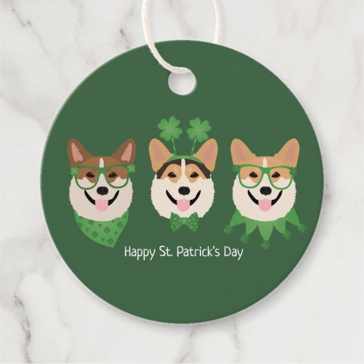 Happy St Patricks Day Pembroke Welsh Corgi Dogs Geschenkanhänger (Vorderseite)