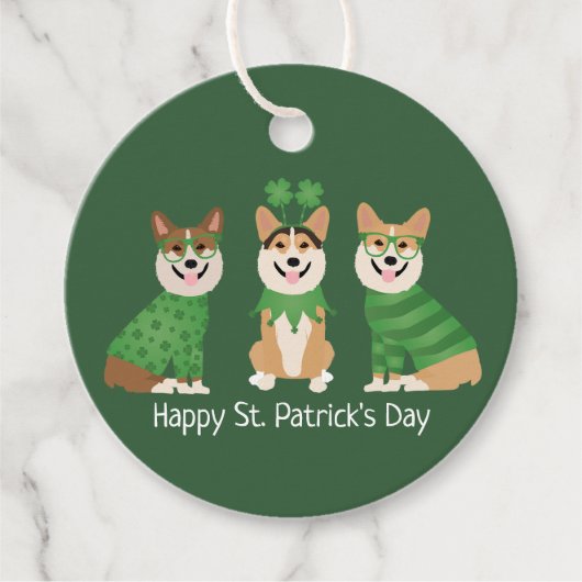Happy St Patricks Day Pembroke Welsh Corgi Dogs Geschenkanhänger (Vorderseite)