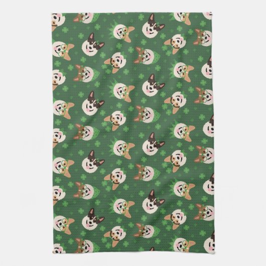 Happy St Patricks Day Pembroke Welsh Corgi Dogs Geschirrtuch (Vertikal)