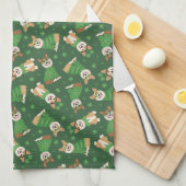 Happy St Patricks Day Pembroke Welsh Corgi Dogs Geschirrtuch (Viertel Falte)