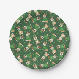 Happy St Patricks Day Pembroke Welsh Corgi Dogs Pappteller