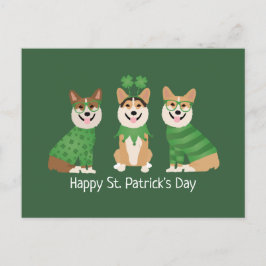 Happy St Patricks Day Pembroke Welsh Corgi Dogs Postkarte