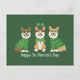 Happy St Patricks Day Pembroke Welsh Corgi Dogs Postkarte