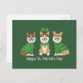 Happy St Patricks Day Pembroke Welsh Corgi Dogs Postkarte (Vorne/Hinten)