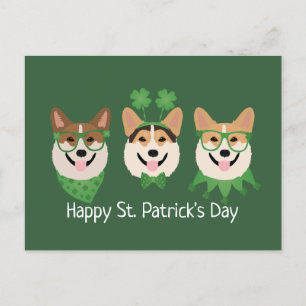 Happy St Patricks Day Pembroke Welsh Corgi Dogs Postkarte