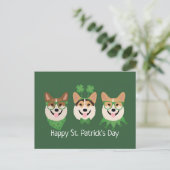 Happy St Patricks Day Pembroke Welsh Corgi Dogs Postkarte (Stehend Vorderseite)