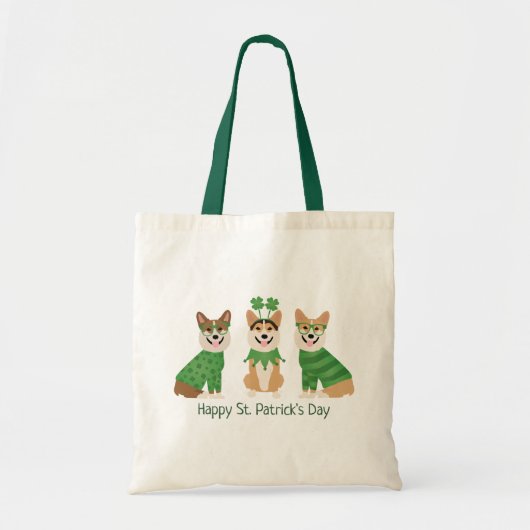 Happy St Patricks Day Pembroke Welsh Corgi Dogs Tragetasche (Vorne)