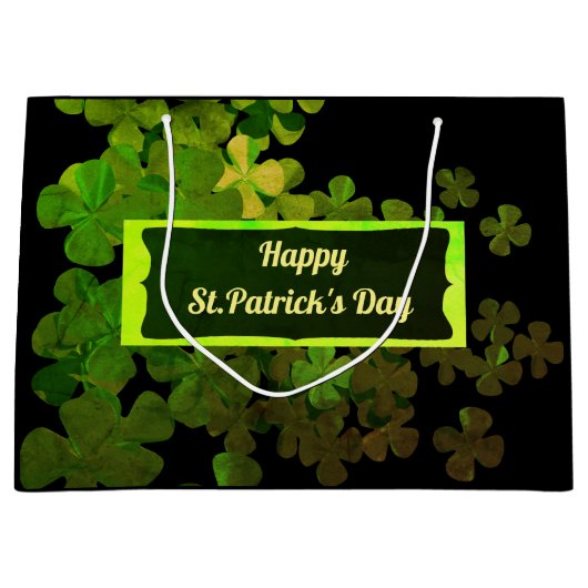 Happy St.Patrick's Day, personalisiert große Gesch Geschenktüte (Vorderseite)
