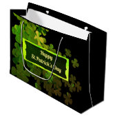 Happy St.Patrick's Day, personalisiert große Gesch Geschenktüte (Vorderseite Schrägansicht)