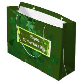 Happy St. Patrick's Day, personalisiert Große Geschenktüte (Rückseite Schrägansicht)