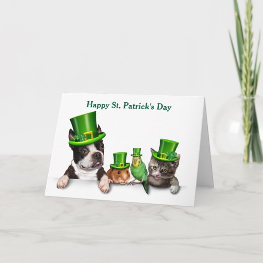 Happy St. Patrick's Day Pets Feiertagskarte (Vorderseite)