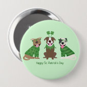 Happy St Patricks Day Pit Bull Hogs Button (Vorne & Hinten)