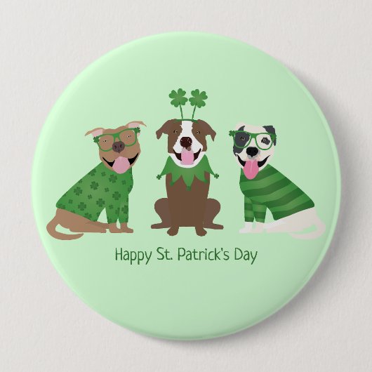 Happy St Patricks Day Pit Bull Hogs Button (Vorderseite)