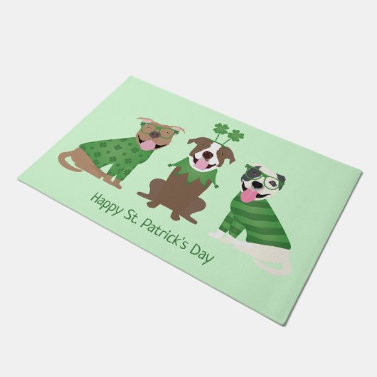 Happy St Patricks Day Pit Bull Hogs Fußmatte (Schrägansicht)
