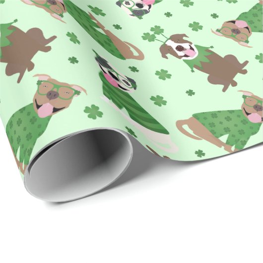 Happy St Patricks Day Pit Bull Hogs Geschenkpapier (Rolleneckpunkt)