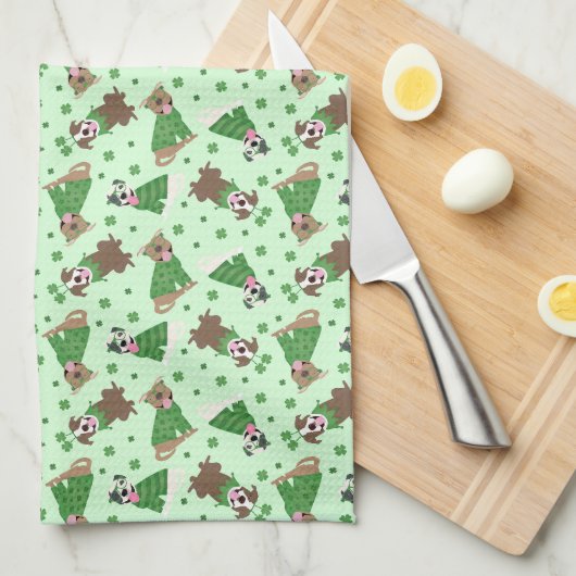 Happy St Patricks Day Pit Bull Hogs Geschirrtuch (Viertel Falte)