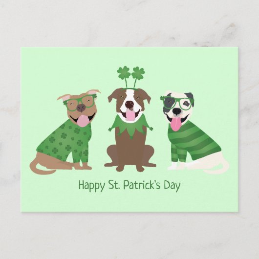 Happy St Patricks Day Pit Bull Hogs Postkarte (Vorderseite)