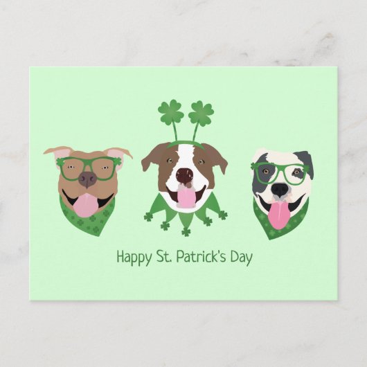 Happy St Patricks Day Pit Bull Hogs Postkarte (Vorderseite)