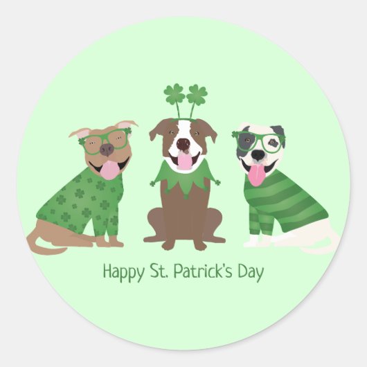Happy St Patricks Day Pit Bull Hogs Runder Aufkleber (Vorderseite)