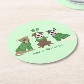 Happy St Patricks Day Pit Bull Hogs Runder Pappuntersetzer (Angewinkelt)
