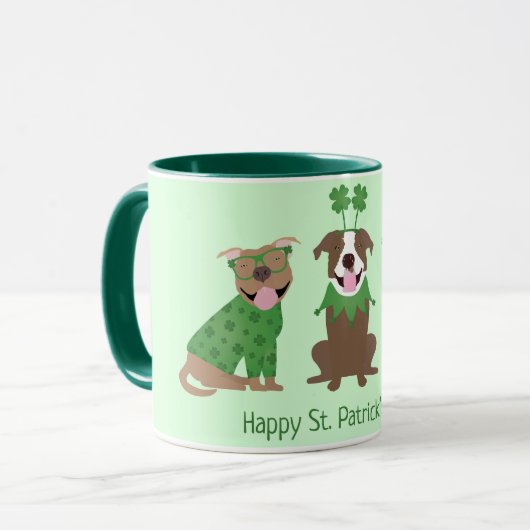 Happy St Patricks Day Pit Bull Hogs Tasse (Vorderseite Links)