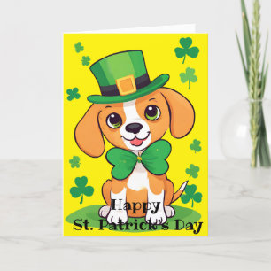 Happy St. Patrick's Day Playful Puppy Holiday Card Feiertagskarte